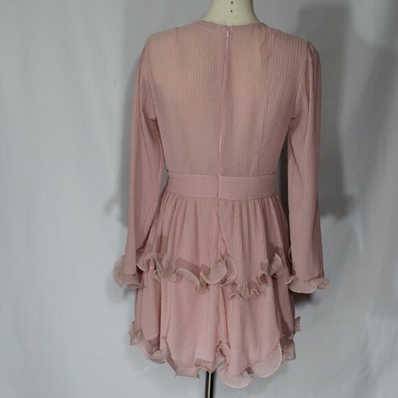 saints + secrets GRETA TIERED RUFFLE CHIFFON DRESS ROSE size US M - Picture 5 of 8